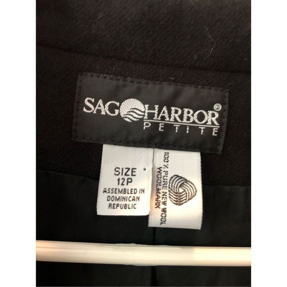 Sag Harbor Women’s Black Wool Elegant One Button Up Blazer Size Petite 12 - Picture 3 of 7